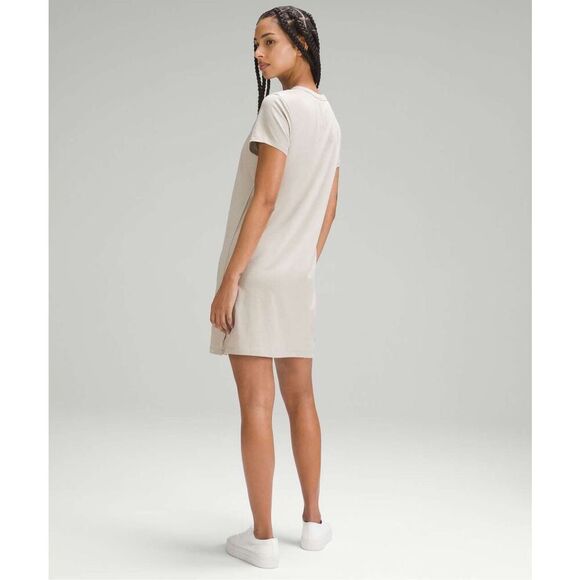 Lululemon Classic-Fit Cotton-Blend T-Shirt Dress Raw Linen Size S - Picture 10 of 10